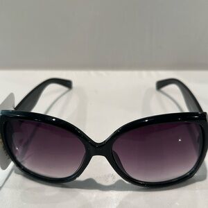 NWT Ann Taylor Mostly Square Black Framed Sunglasses with graduated dark Lenses.